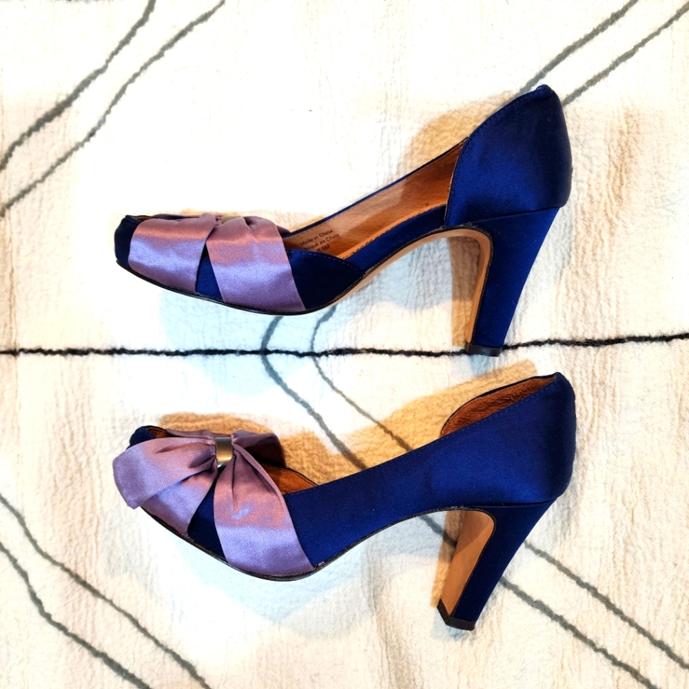 Miss Albright satin heels 6.5 indigo